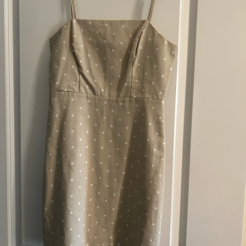 Chic Beige Polka Dot Dress